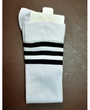 Pier Lone дълги чорапи с три ленти черни и бяли